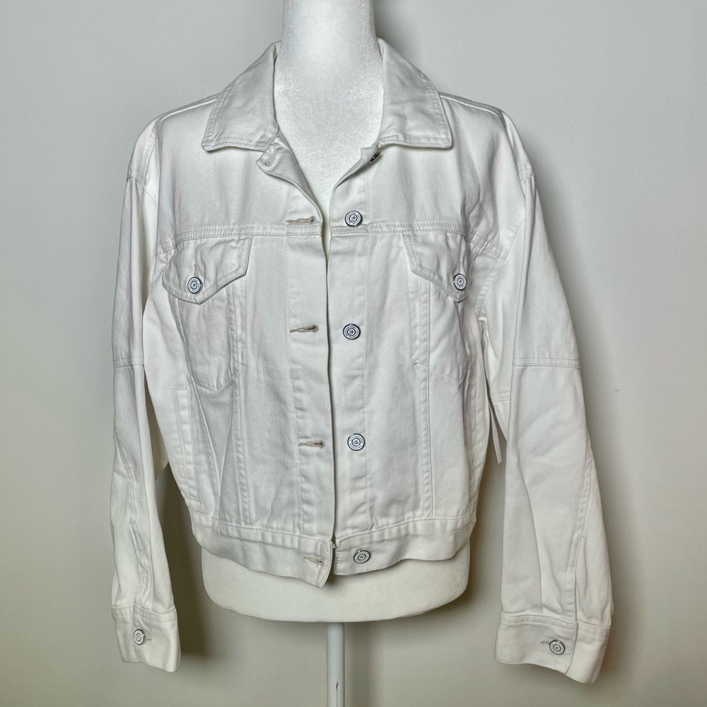 Scotch & Soda White Denim Jacket Oversized Size M Cotton NWT
